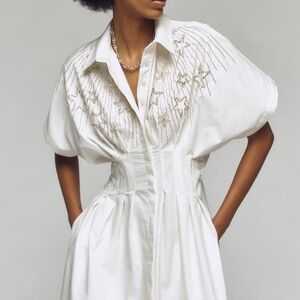 Anthropologie Tobie White Embellished Dress